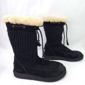 UGG Women’s Suburb 5124, Crochet Black Knit Shearling Casual Booties, sz 5